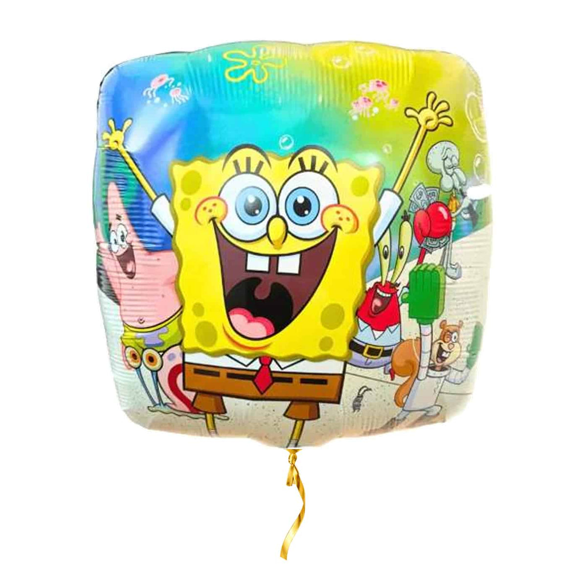 Spongebob Helium Ballon – met helium gevuld, met gouden lint