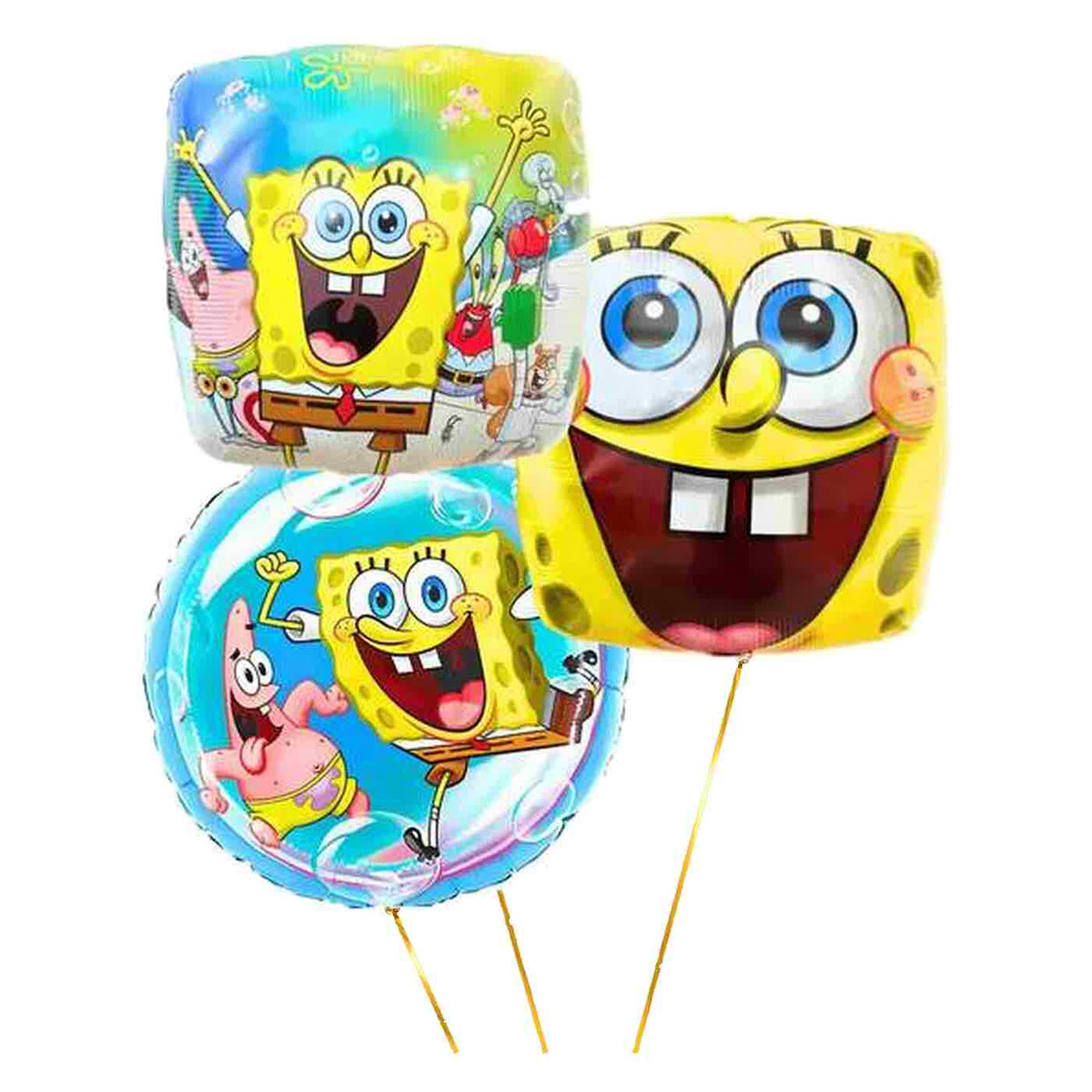 Spongebob Trosje Blauw/Groen/Rood - Gevuld Met Helium - 46 cm - Ballonnenshop.nl
