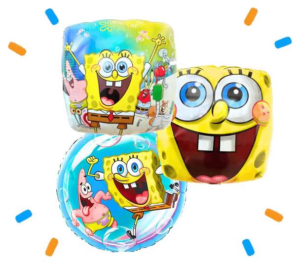 Spongebob Trosje Blauw/Groen/Rood - Gevuld Met Helium - 46 cm - Ballonnenshop.nl