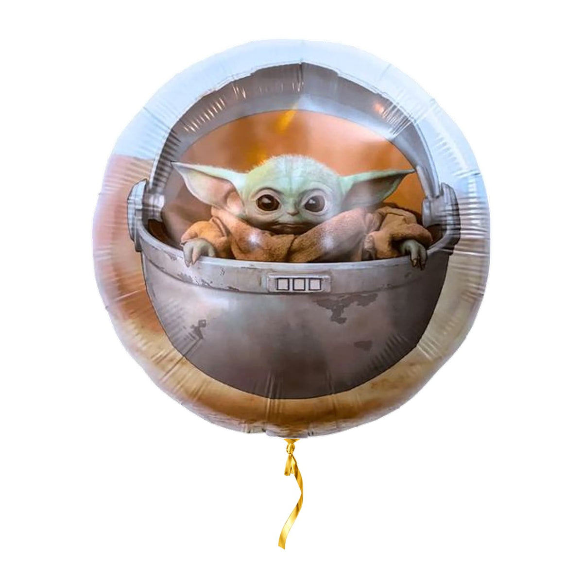 Star Wars Baby Yoda Helium Ballon – met helium gevuld, met gouden lint