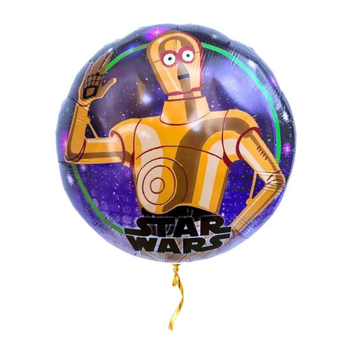 Star Wars C3PO Helium Ballon – met helium gevuld, met gouden lint