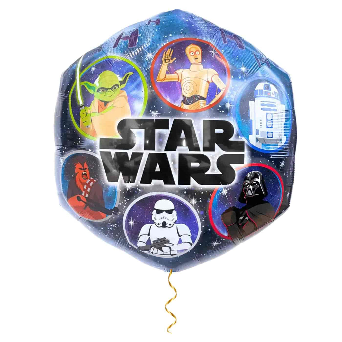 Star Wars Helium Ballon – helium gevuld met metallic gouden lint – Ballonnenshop.nl