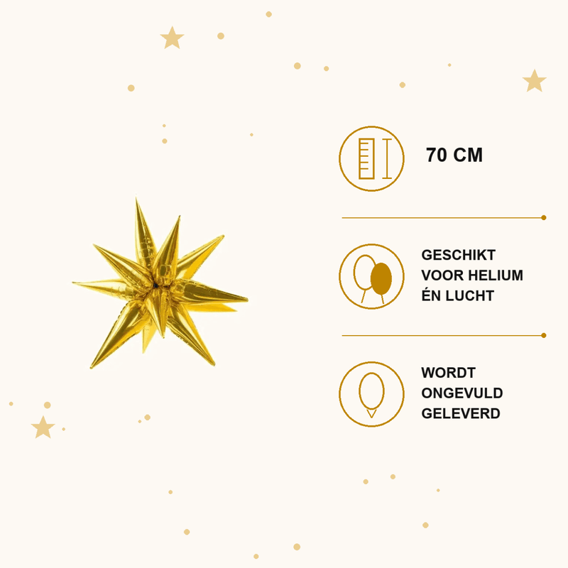 Ster 3D Folie Ballon Goud 70 cm - Ballonnenshop.nl