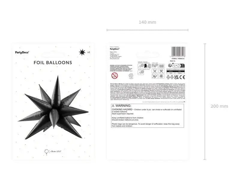 Ster 3D Folie Ballon Zwart 70 cm - Ballonnenshop.nl
