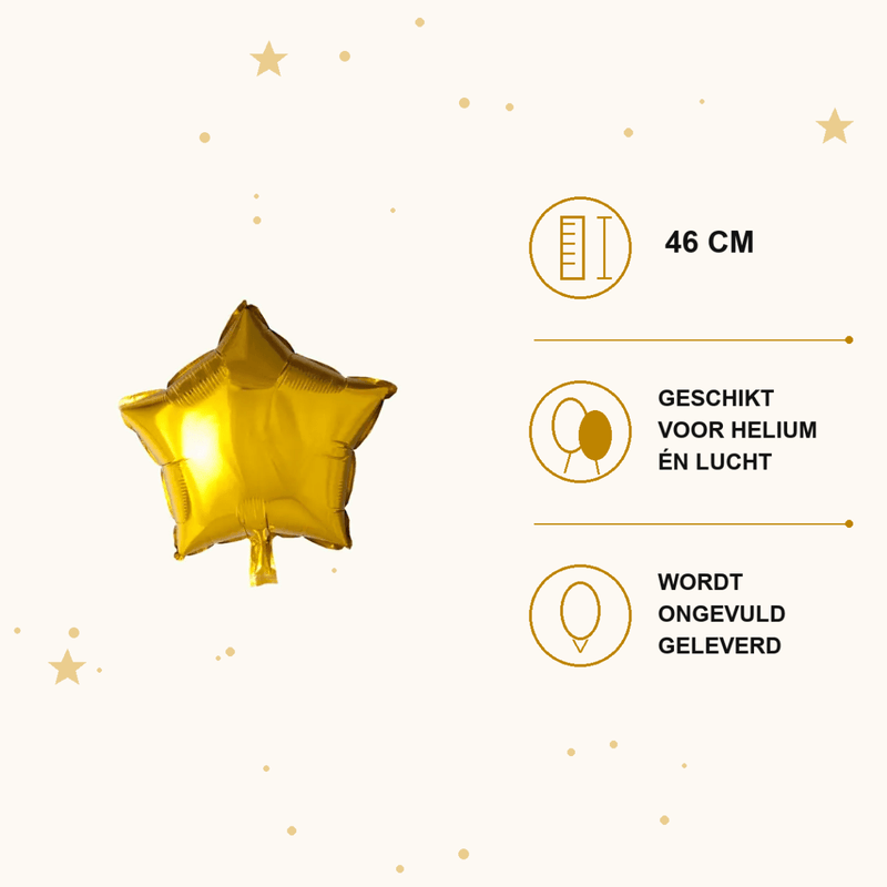 Ster Goud Folie Ballon - 46 cm - Ballonnenshop.nl
