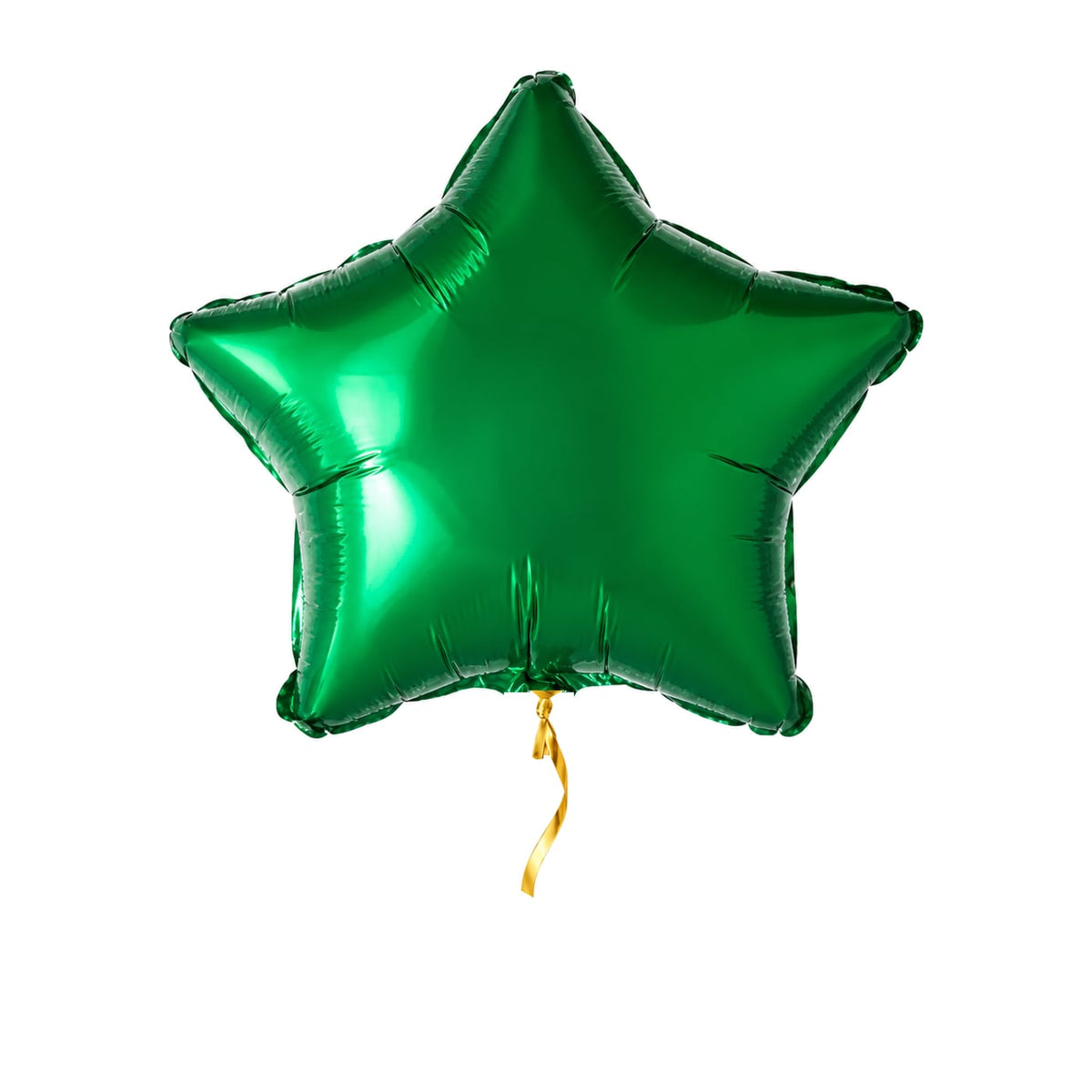 Ster Groen Helium Ballon – met helium gevuld, met gouden lint