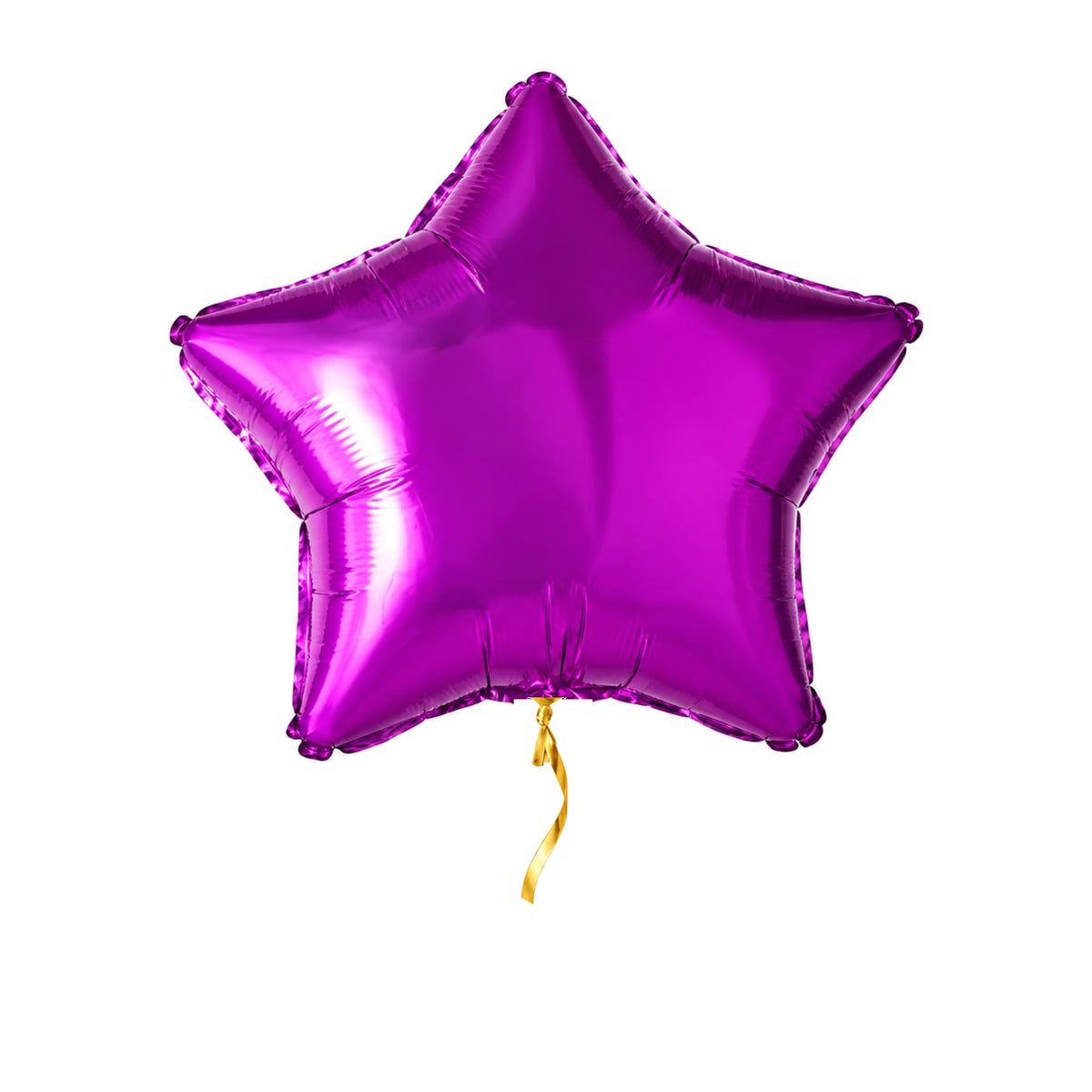 Ster Paars Helium Ballon – met helium gevuld, met gouden lint