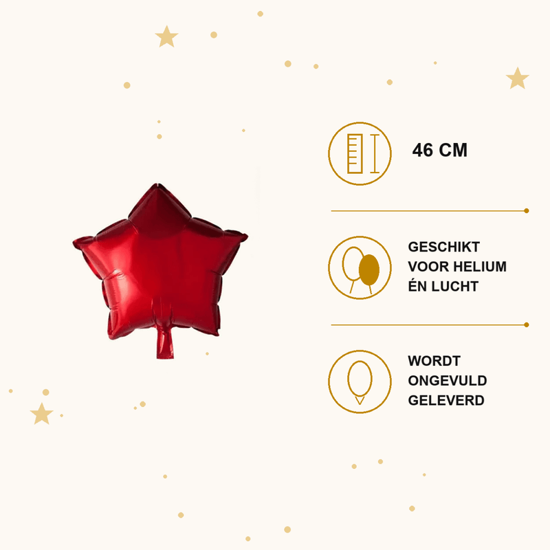 Ster Rood Folie Ballon - 46 cm - Ballonnenshop.nl