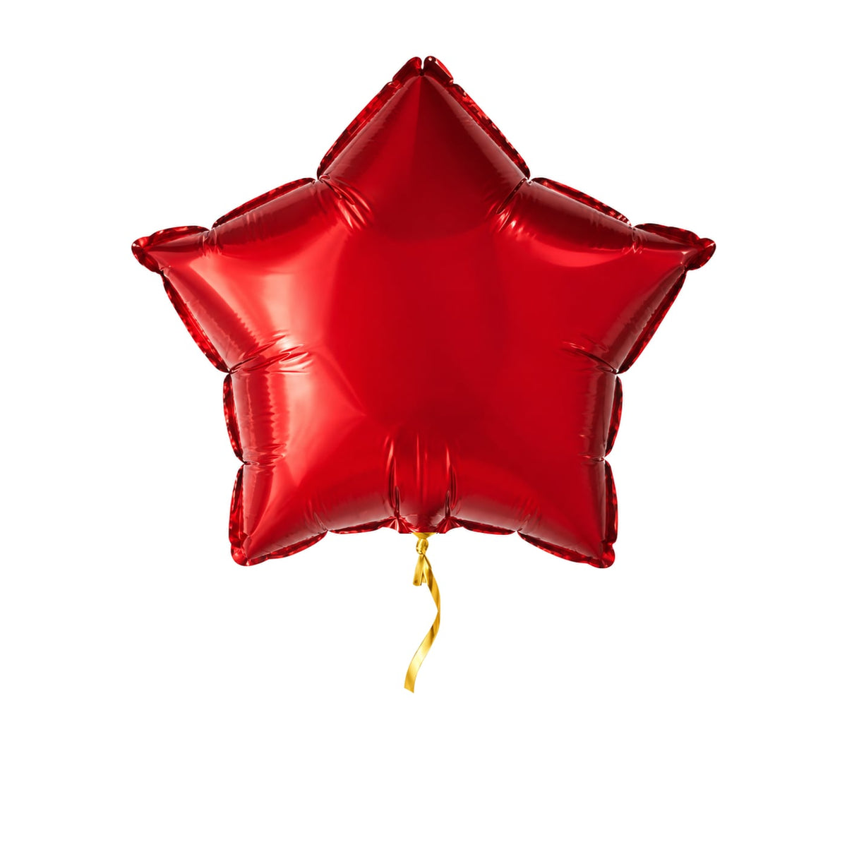 Ster Rood Helium Ballon – met helium gevuld, met gouden lint
