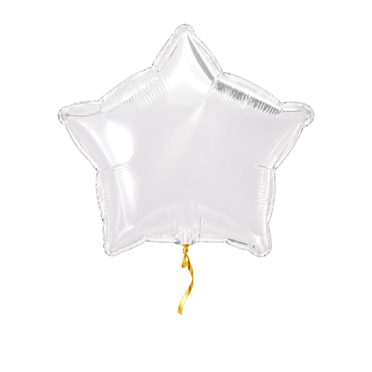 Ster Wit Helium Ballon – met helium gevuld, met gouden lint