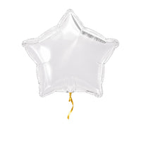 Ster Wit Helium Ballon – met helium gevuld, met gouden lint