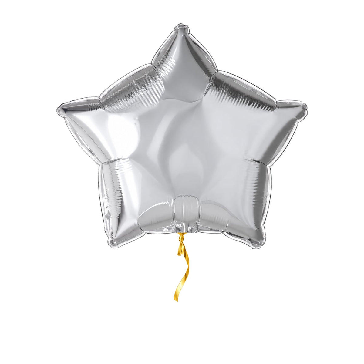 Ster Zilver Helium Ballon – met helium gevuld, met gouden lint