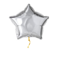 Ster Zilver Helium Ballon – met helium gevuld, met gouden lint