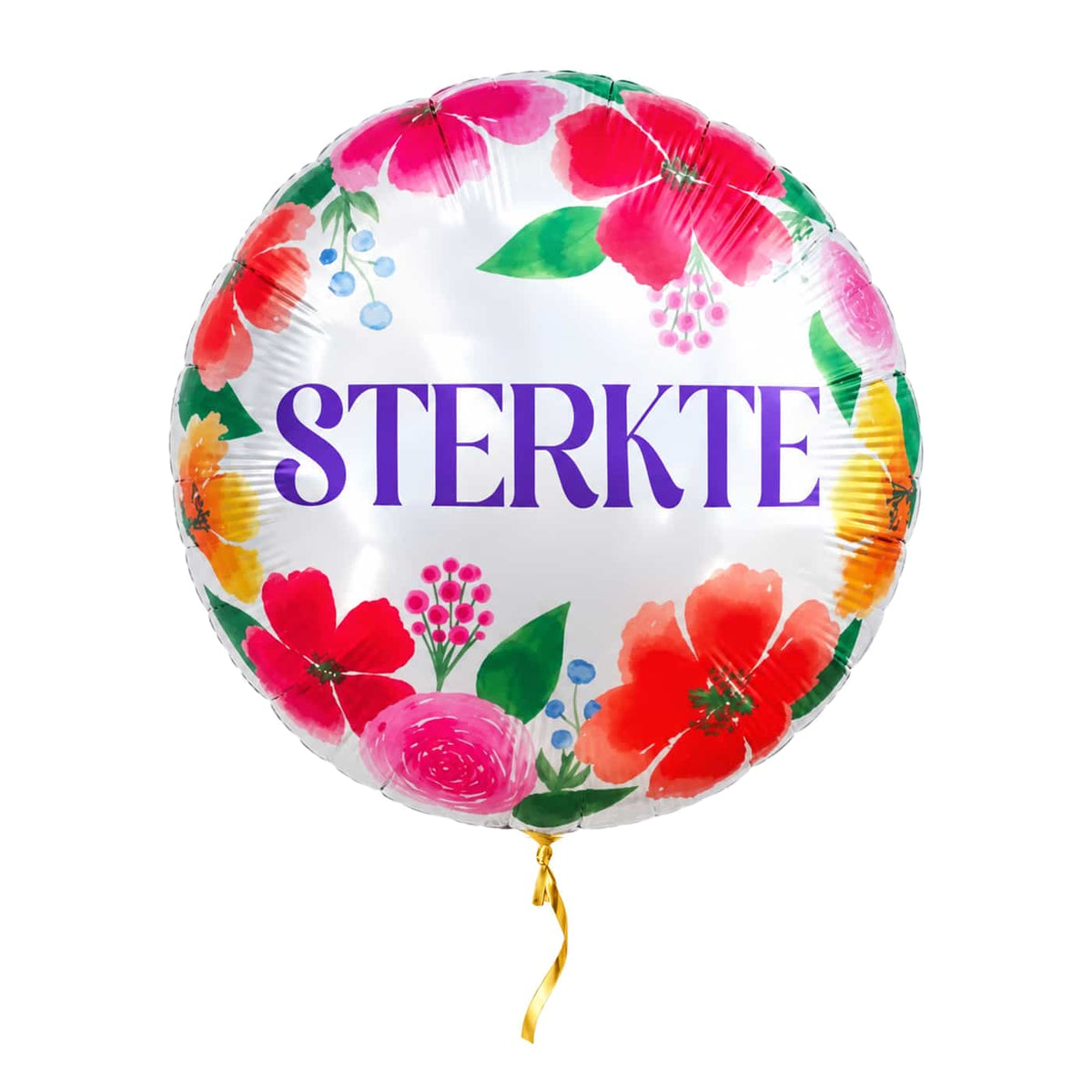 Sterkte Bloemen Helium Ballon – met helium gevuld, met gouden lint