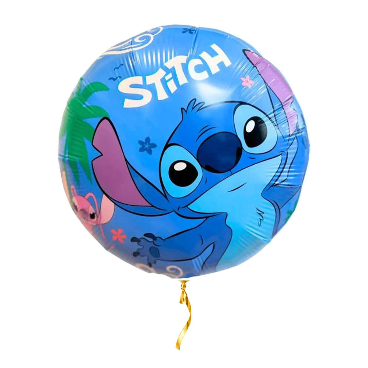 Stitch Helium Ballon – met helium gevuld, met gouden lint