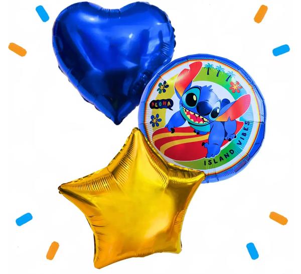 Stitch Op Surfboard Trosje - Gevuld Met Helium - 46 cm - Ballonnenshop.nl