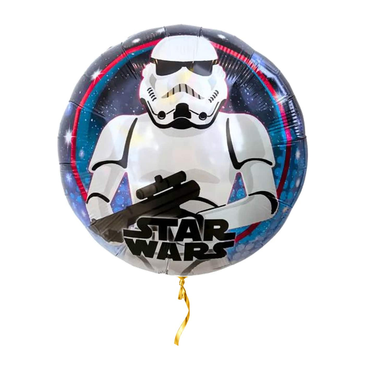 Stormtrooper Helium Ballon – met helium gevuld, met gouden lint