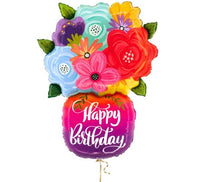 Stralende Bloemen Happy Birthday Helium Ballon - Gevuld Met Helium - 99 cm - Ballonnenshop.nl