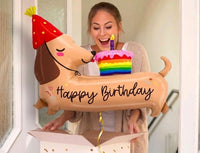 Teckel Happy Birthday Ballon - Gevuld Met Helium - 109 cm - Ballonnenshop.nl