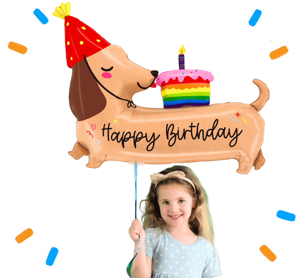 Teckel Happy Birthday Helium Ballon - Gevuld Met Helium - 109 cm - Ballonnenshop.nl