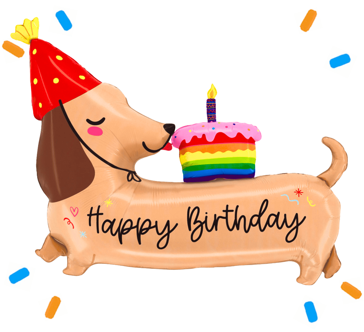 Teckel Happy Birthday Helium Ballon - Gevuld Met Helium - 109 cm - Ballonnenshop.nl