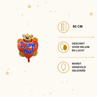 Teddy Beer Hartjes Ballon - I Love You - 80 cm - Ballonnenshop.nl