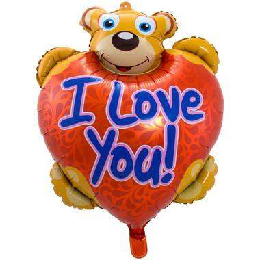 Teddy Beer Hartjes Ballon - I Love You - 80 cm - Ballonnenshop.nl