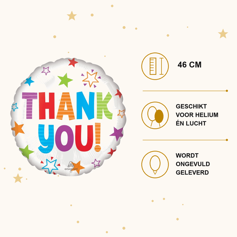 Thank You Folie Ballon - 46 cm - Ballonnenshop.nl