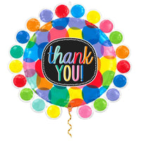 Thank You Helium Ballon met dun metallic gouden lint op witte achtergrond – Ballonnenshop.nl