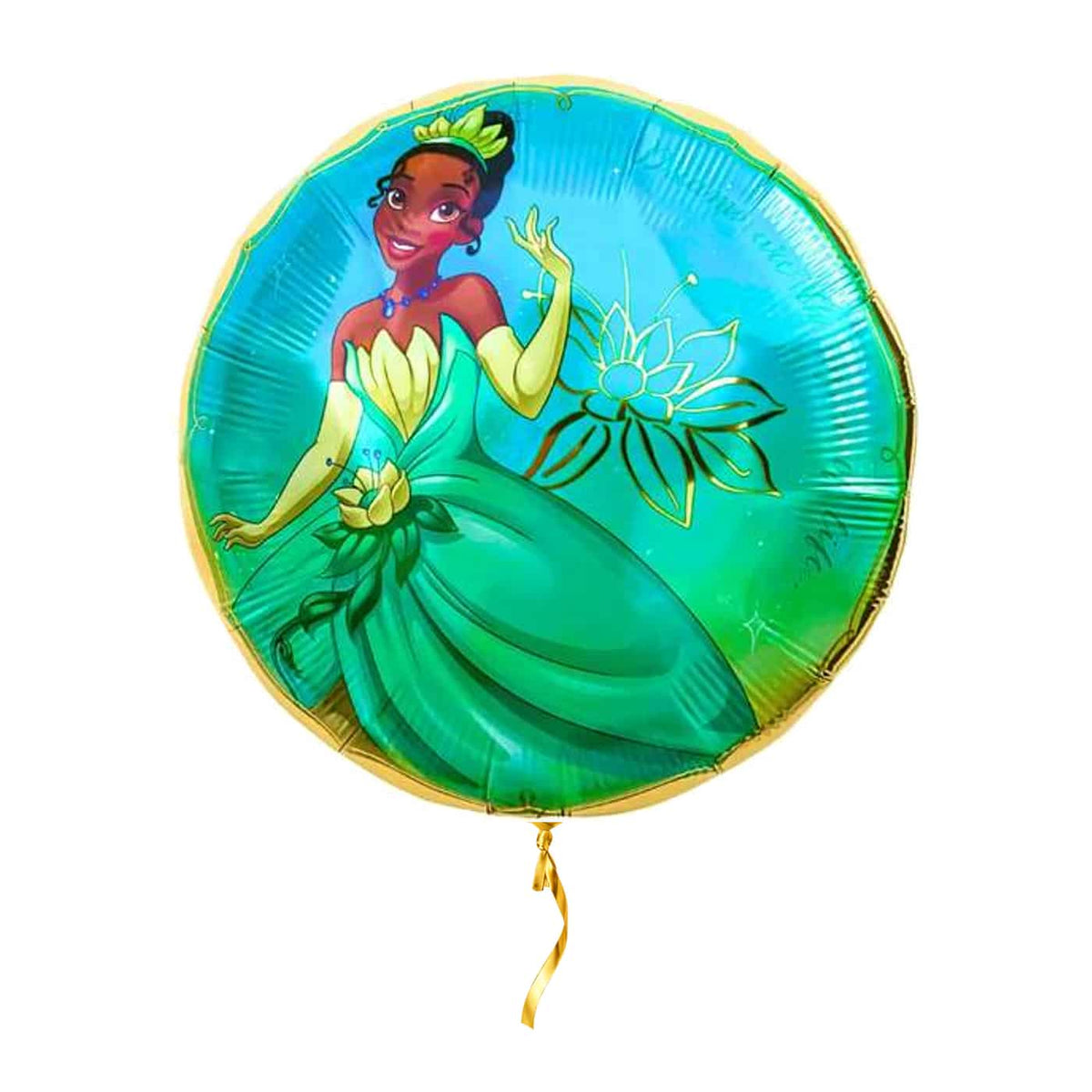 Tiana Disney Prinses Ballon – met helium gevuld, met gouden lint