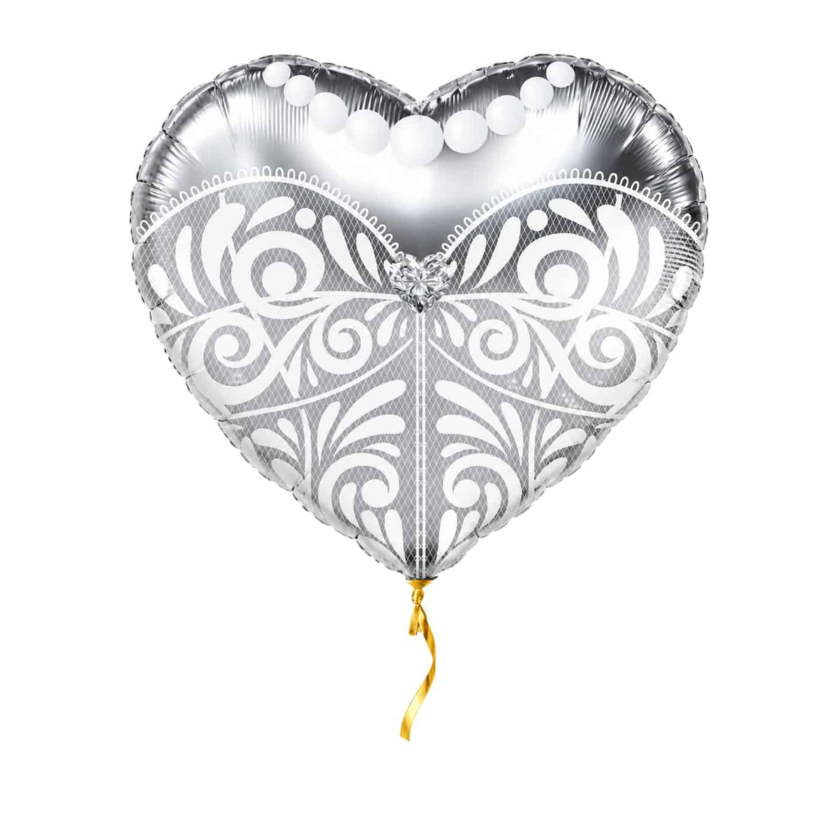 Trouwjurk Helium Ballon – met helium gevuld, met gouden lint