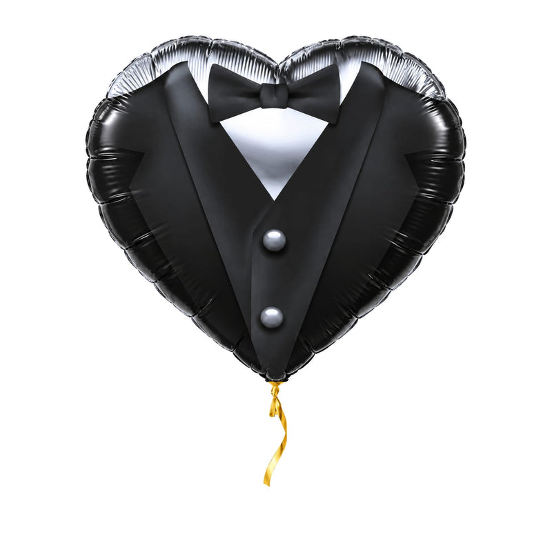 Trouwpak Helium Ballon – met helium gevuld, met gouden lint
