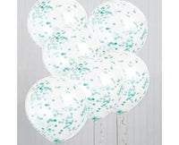 Turquoise Confetti Ballonnen - 6 stuks - 30,5 cm - Ballonnenshop.nl