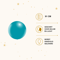 Turquoise Mega Ballon XL 91 cm - Ballonnenshop.nl