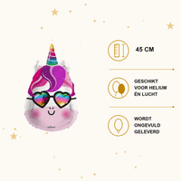 Unicorn Met Zonnebril Folie Ballon - 45 cm - Ballonnenshop.nl