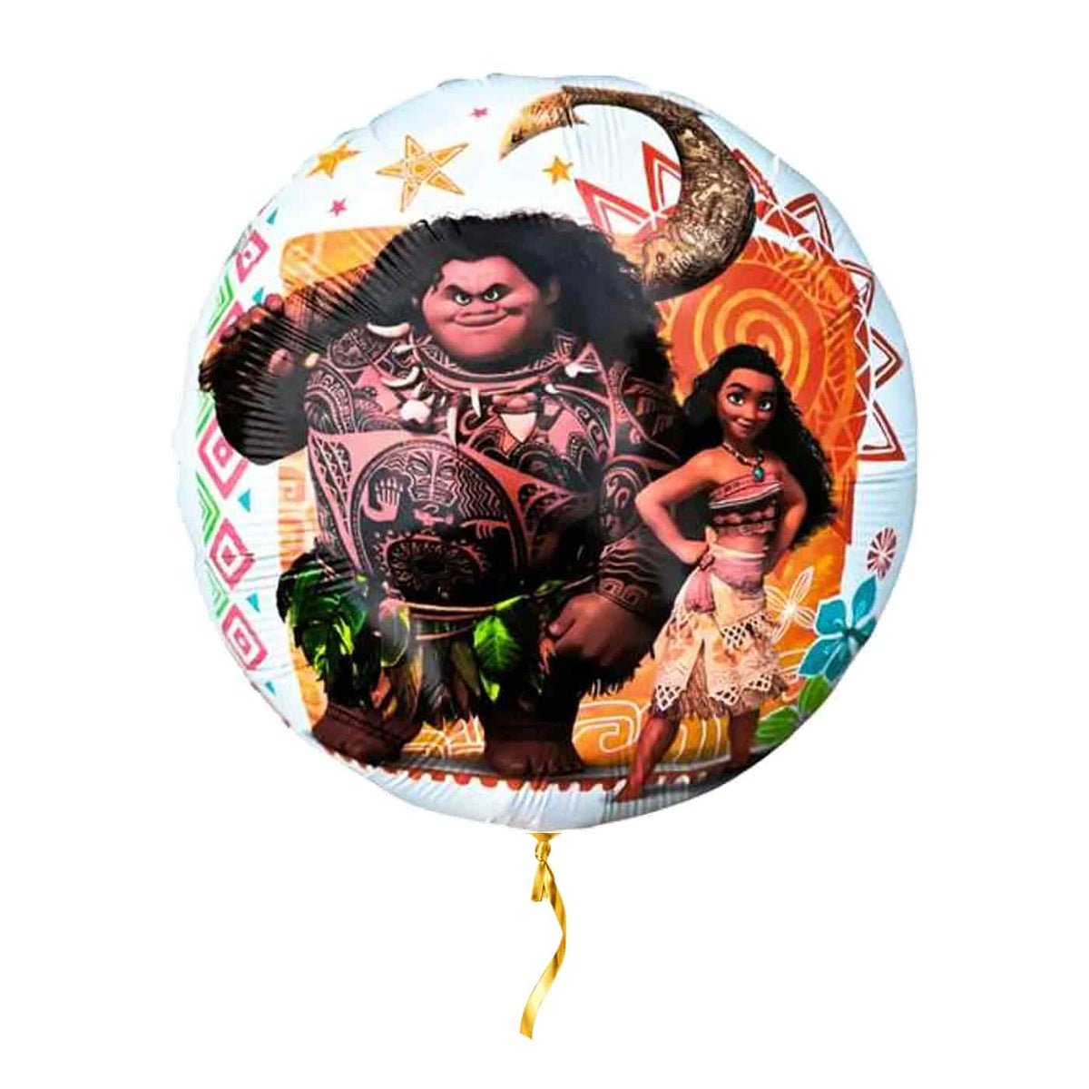 Vaiana En Maui Helium Ballon – met helium gevuld, met gouden lint
