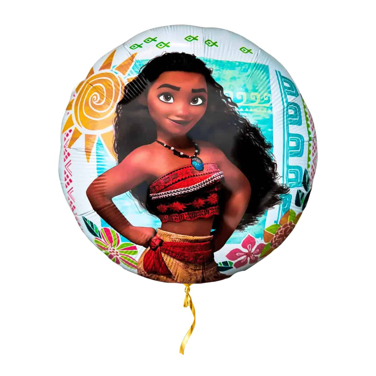 Vaiana Helium Ballon – met helium gevuld, met gouden lint