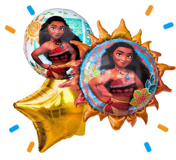 Vaiana Trosje Oranje/Wit/Goud - Gevuld Met Helium - 74 cm - Ballonnenshop.nl