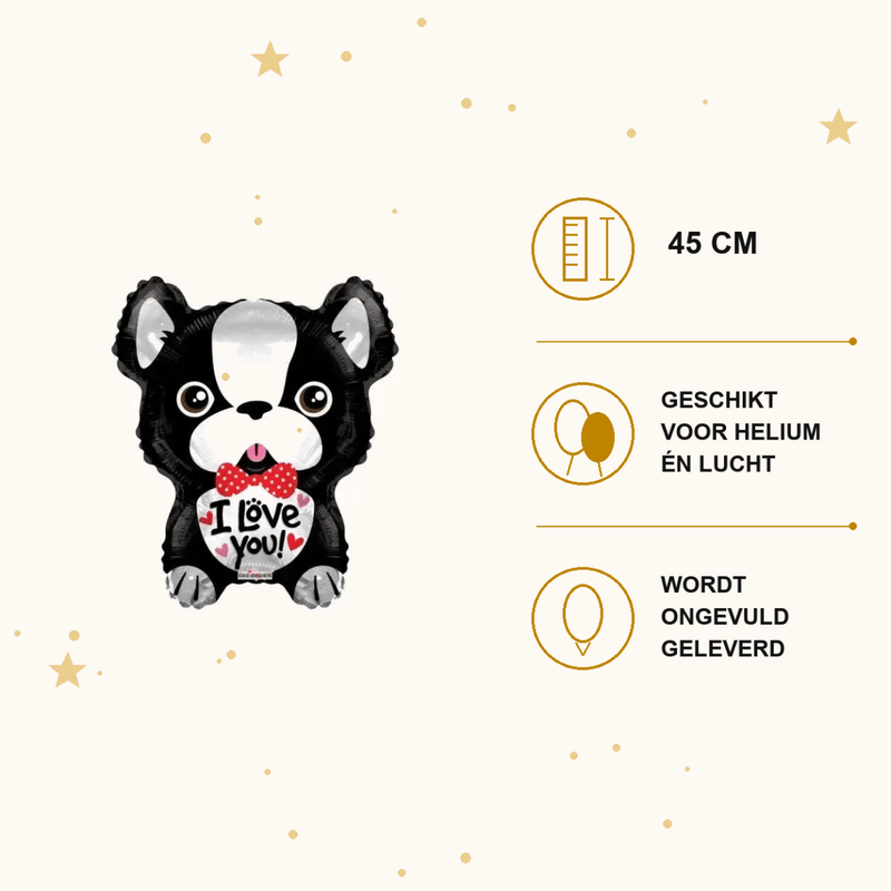 Valentijns Hond I Love You Folie Ballon - 45 cm - Ballonnenshop.nl
