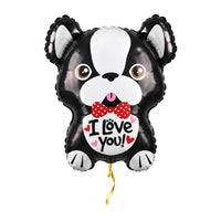 Valentijns Hond I Love You Ballon – met helium gevuld, met gouden lint
