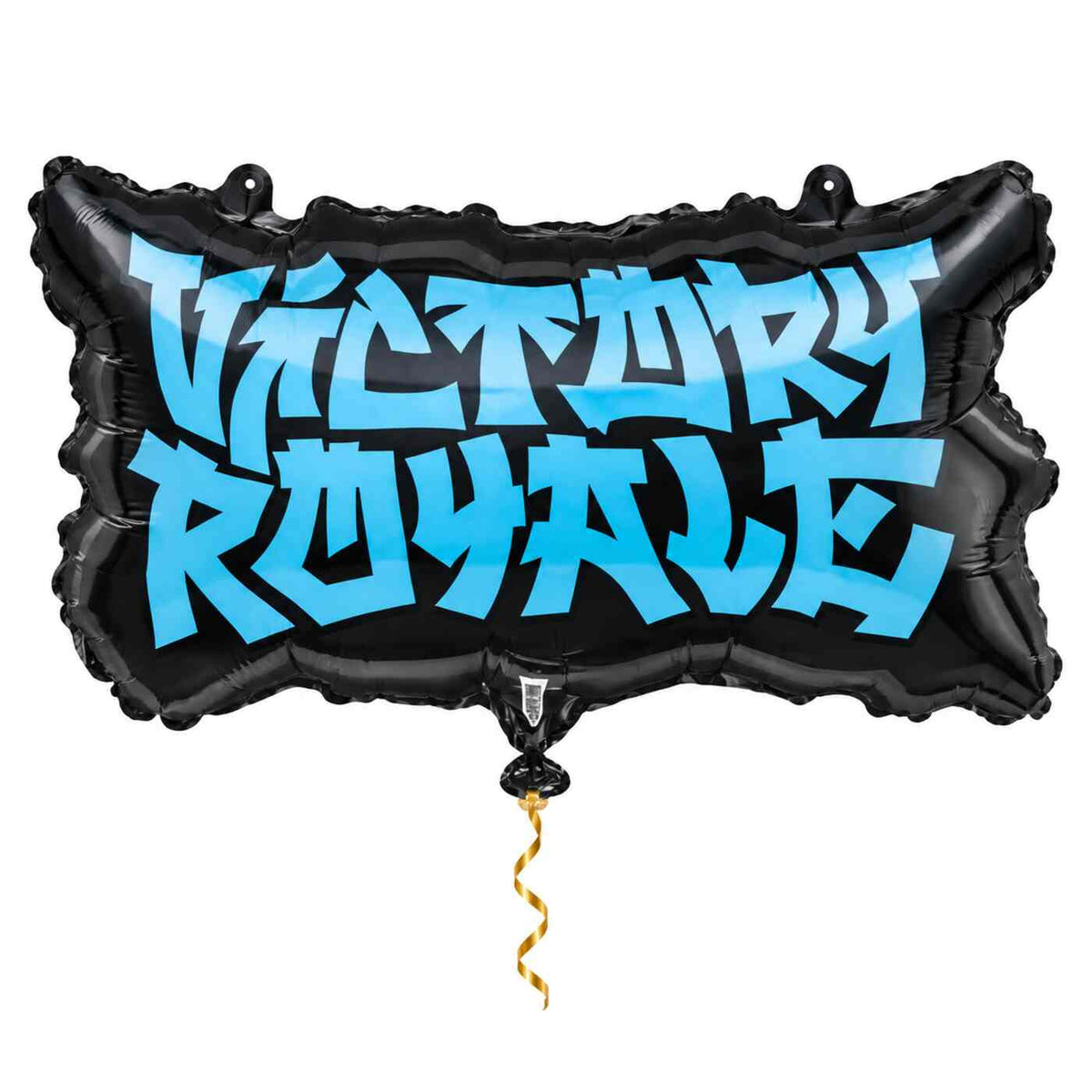 Victory Royale Helium Ballon met dun metallic gouden lint op witte achtergrond – Ballonnenshop.nl