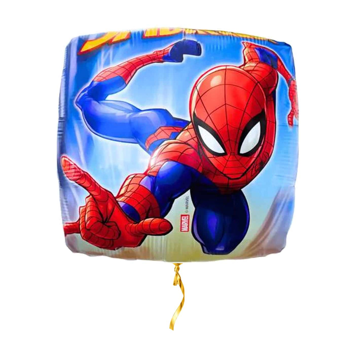 Vliegende Spiderman Helium Ballon – met helium gevuld, met gouden lint