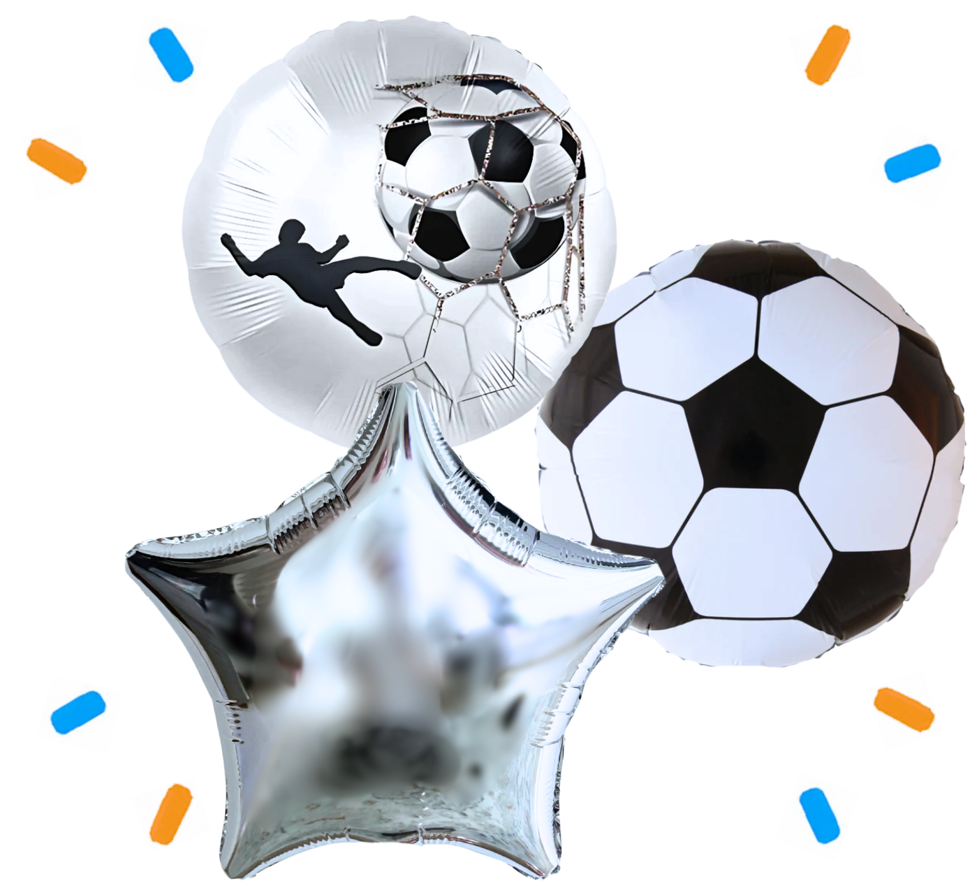 Voetbal Trosje Zilver/Wit/Zwart - Gevuld Met Helium - 46 cm