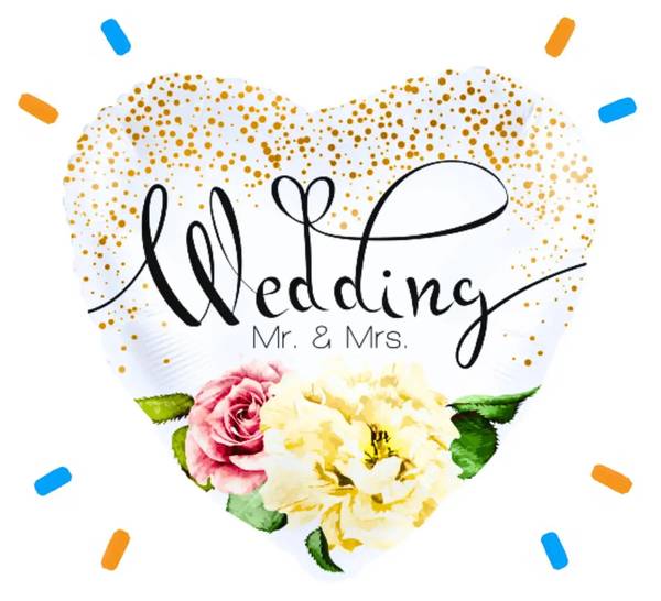 Wedding Mr & Mrs Helium Ballon - Gevuld Met Helium - 46 cm - Ballonnenshop.nl