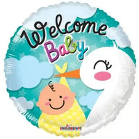 Welcome Baby Folie Ballon Ooievaar - 45 cm - Ballonnenshop.nl