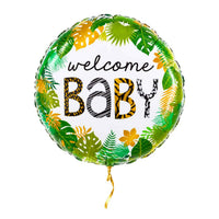 Welcome Baby Jungle Helium Ballon – met helium gevuld, met gouden lint
