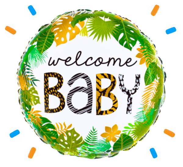 Welcome Baby Jungle Helium Ballon - Gevuld Met Helium - 46 cm - Ballonnenshop.nl