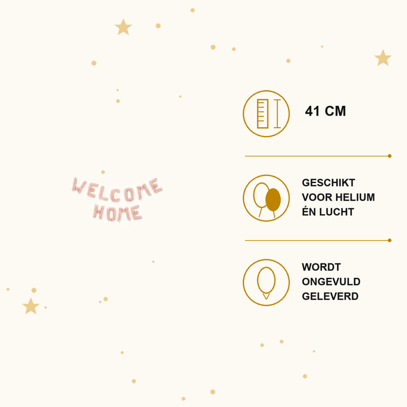 Welcome Home Letter Ballonnen Rose Goud 41 cm - Ballonnenshop.nl