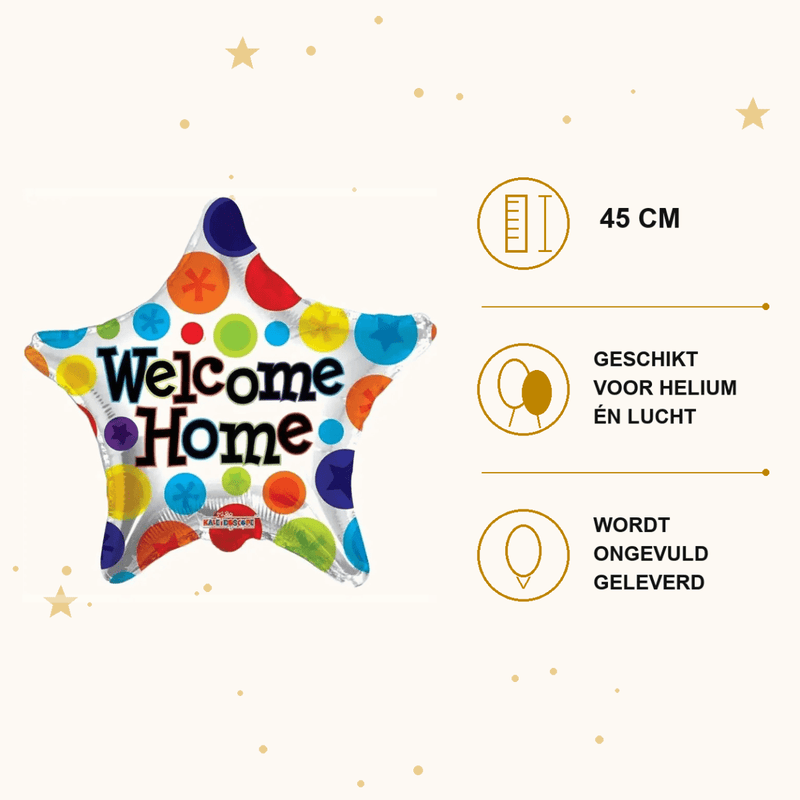 Welcome Home Ster Folie Ballon - 45 cm - Ballonnenshop.nl
