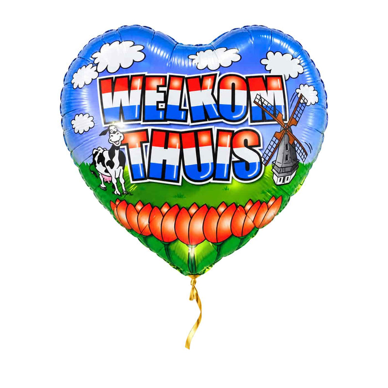 Welkom Thuis Helium Ballon – met helium gevuld, met gouden lint